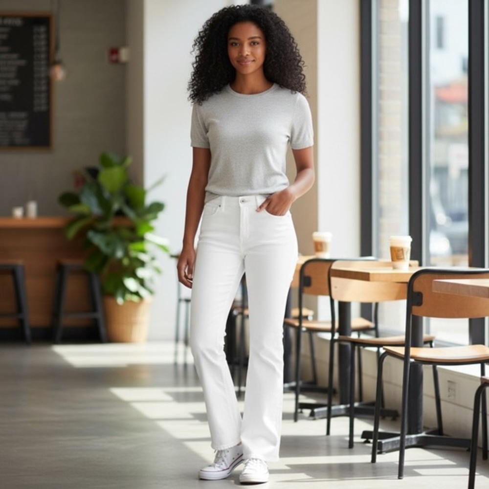 Kensie Women's Crisp White Boot Cut Jeans